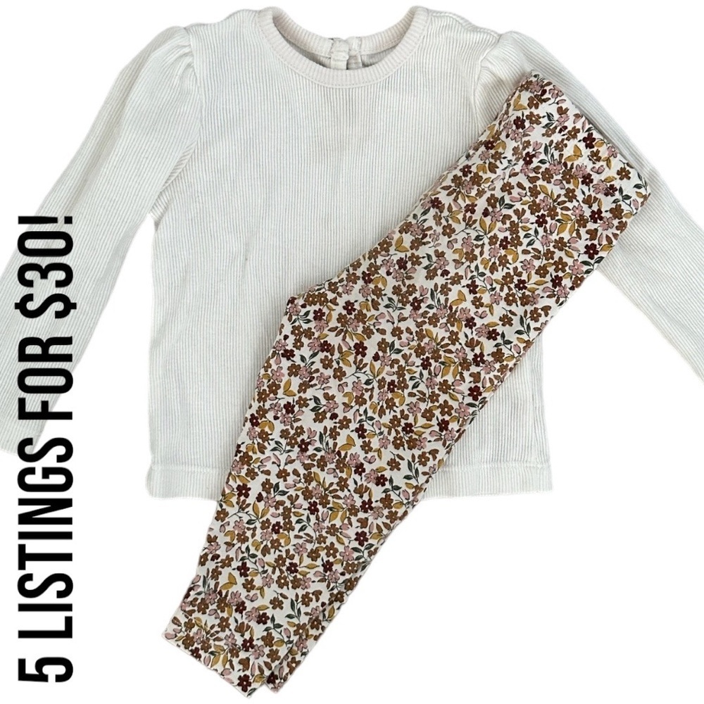 Little Me Long Sleeve & Carter’s Fall Harvest Leggings Baby Girl 18 months